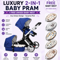 Pomelos® Luxury 2-in-1 Baby Pram + Free Unisex Baby Nest