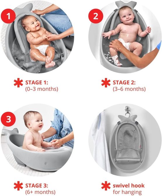 Premium 3-stage baby bath tub with sling for easy bathing