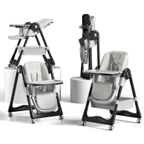 Cuteably 3-in-1 Baby High Chair – Foldable Feeding Chair with Rocking Mode